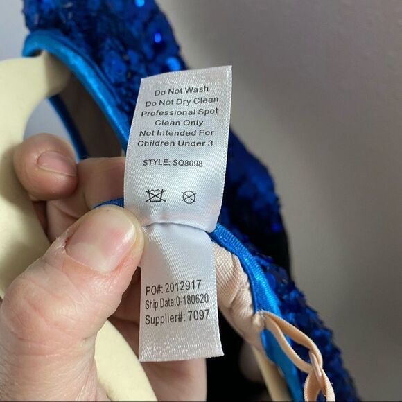 WEISSMAN Balera Dance Costume blue sequin one puff sleeve large child LC - Picture 11 of 13